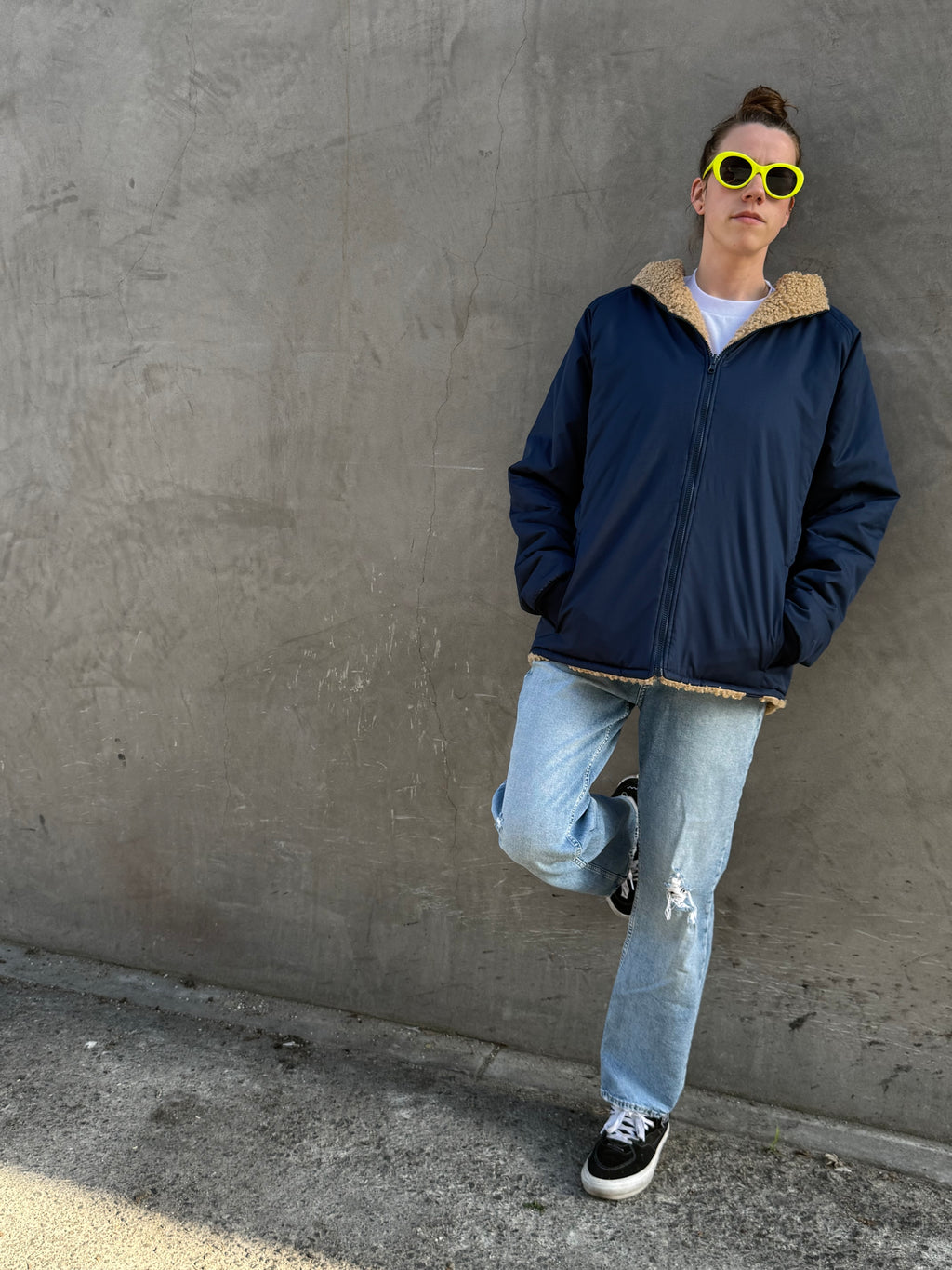 Standard Jacket — Coastline | Reversible matte nylon & sherpa fleece jacket — water-resistant outer