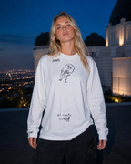 We Come In Peace long sleeve on model at Griffith Observatory