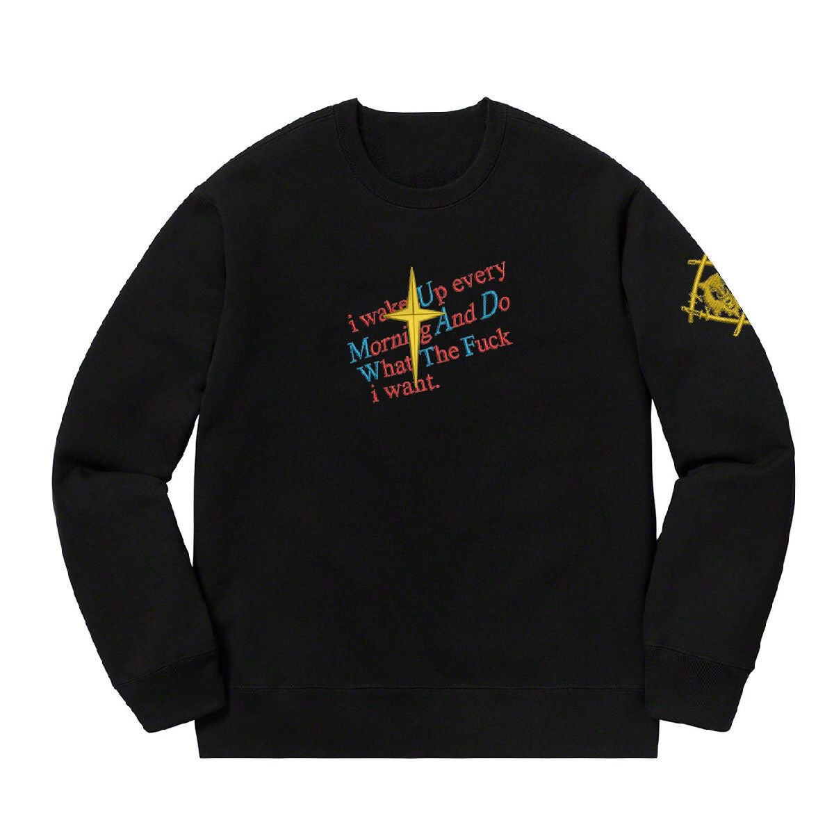 IKON X HS WAKE UP Crewneck Sweater With Side Arm Patch